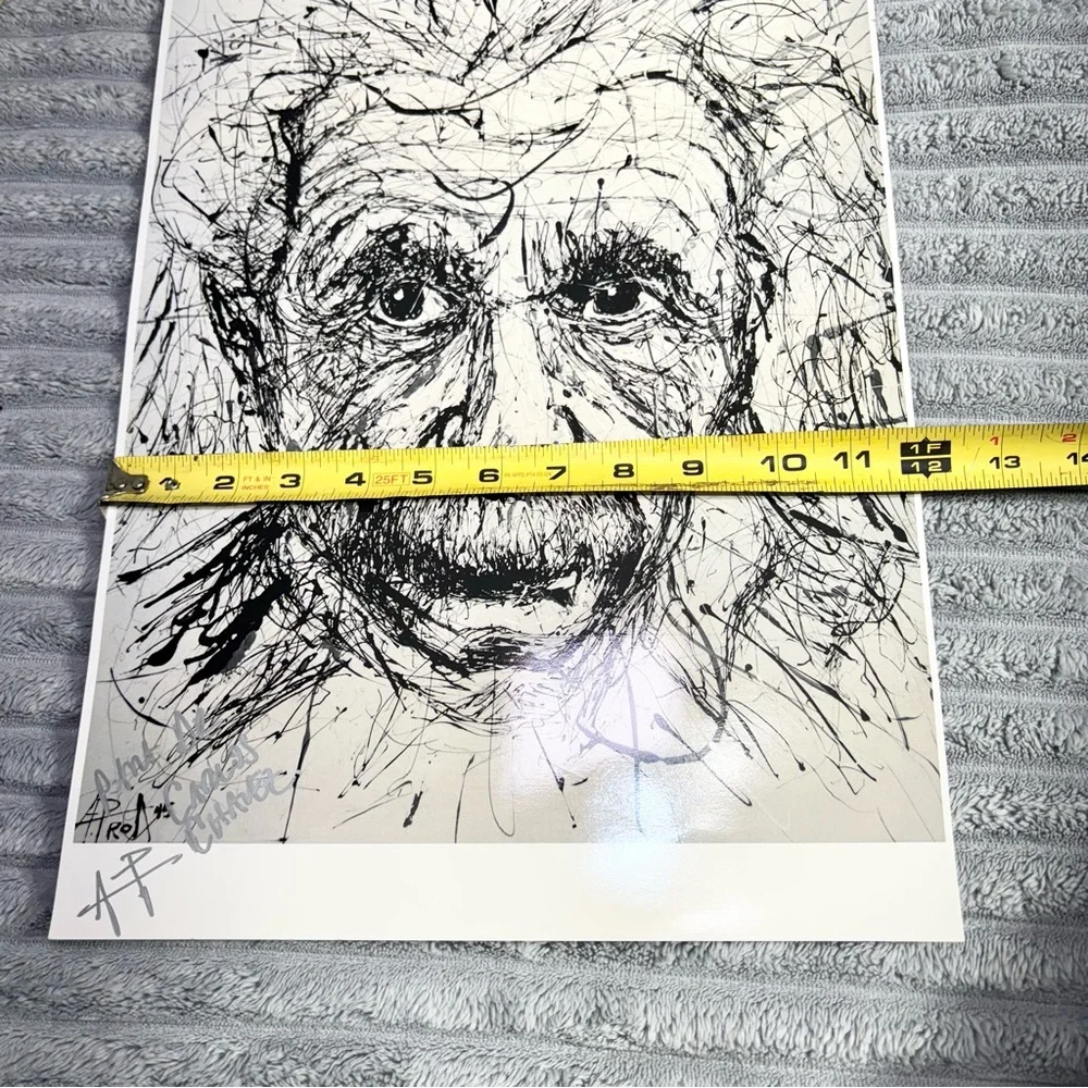Albert Einstein,‎ rendered in a dynamic, scribble-art style print portrait wall